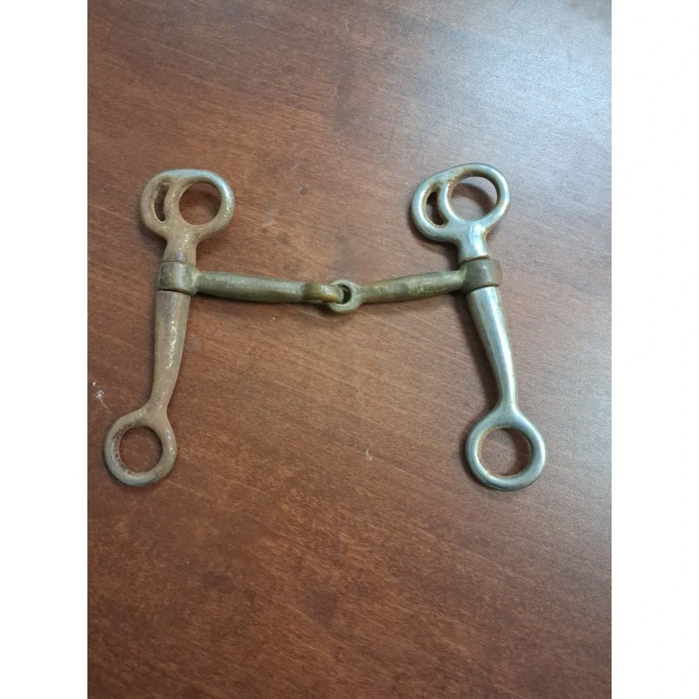 Vintage Mid-20th Century Metal Horse Bit – Jointed Snaffle Driving Bit Tack